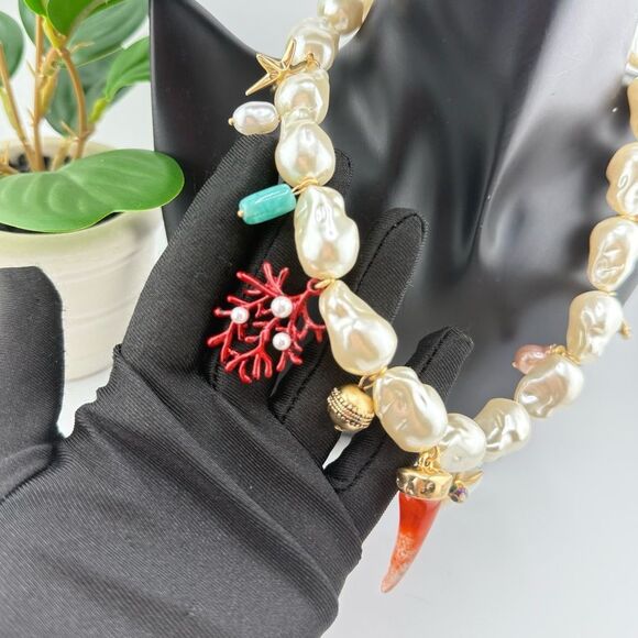 Statement Baroque Pearl Charm Necklace - Bold, Artistic & Unique - Picture 6 of 11